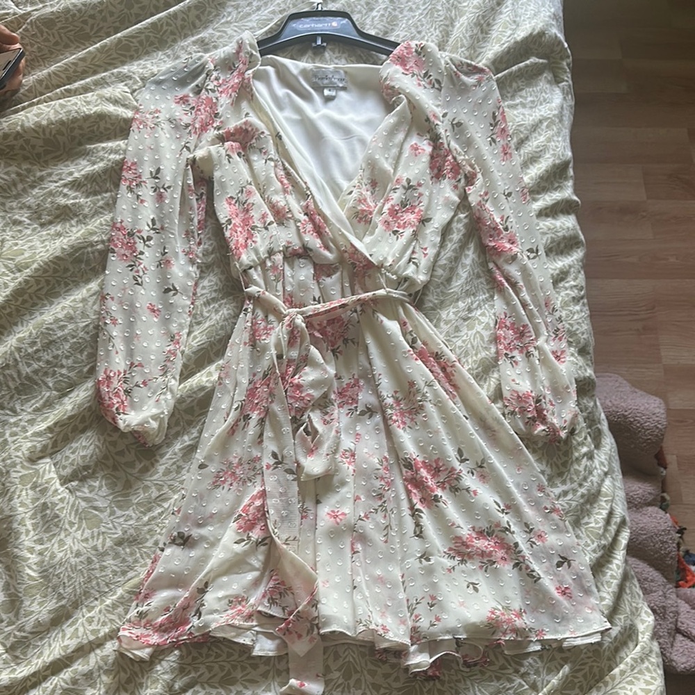 Premier White Cream Wrap Sundress with Bishop Sleeves